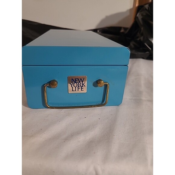 Vintage New York Life Metal Durham Policy Box w/ Combination Lock, Handle, 11.5" - Picture 3 of 9